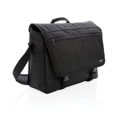 Branded Promotional SWISS PEAK RFID 15 INCH LAPTOP MESSENGER BAG PVC FREE in Black Bag From Concept Incentives.