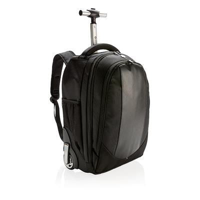 Branded Promotional SWISS PEAK BACKPACK RUCKSACK TROLLEY in Black Bag From Concept Incentives.