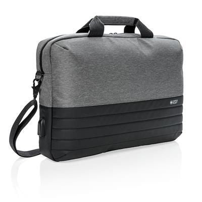 Branded Promotional SWISS PEAK RFID 15,6 INCH LAPTOP BAG in Grey Bag From Concept Incentives.