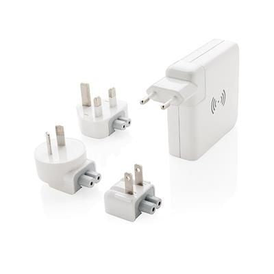 Branded Promotional TRAVEL ADAPTER CORDLESS POWERBANK in White Charger From Concept Incentives.