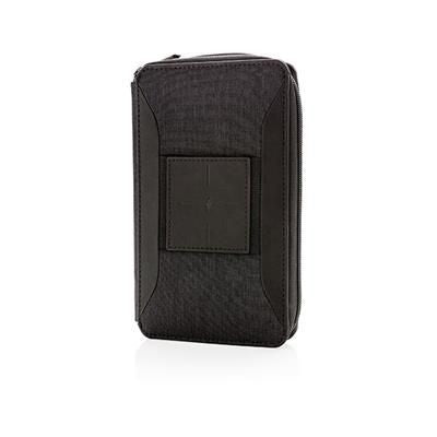 Branded Promotional SWISS PEAK MODERN TRAVEL WALLET with Cordless Charger in Black Charger From Concept Incentives.