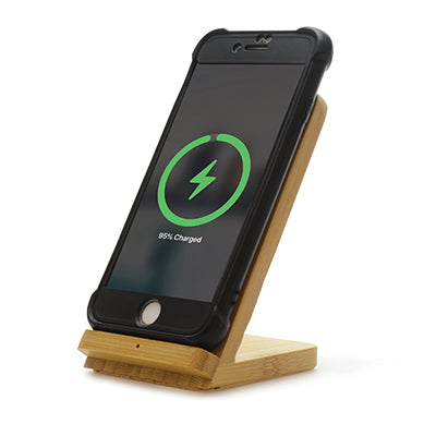 Branded Promotional WIRELESS BAMBOO CHARGER STAND from Concept Incentives