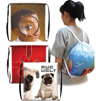 Branded Promotional FULL COLOUR DRAWSTRING BAG in White Bag From Concept Incentives.