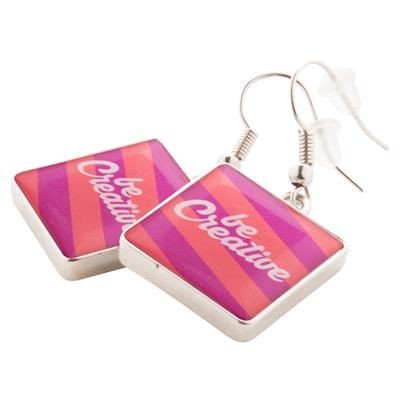 Branded Promotional PRIXY METAL EARRINGS with Epoxy Dome Jewellery From Concept Incentives.