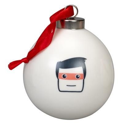 Branded Promotional CHRISTMAS TREE BAUBLE in White Christmas Decoration From Concept Incentives.