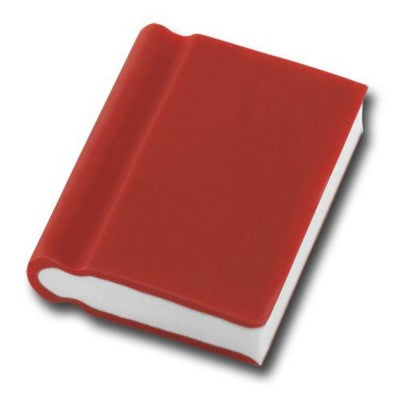 Branded Promotional BOOK SHAPE ERASER in Red Pencil Eraser From Concept Incentives.