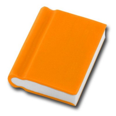 Branded Promotional BOOK SHAPE ERASER in Orange Pencil Eraser From Concept Incentives.