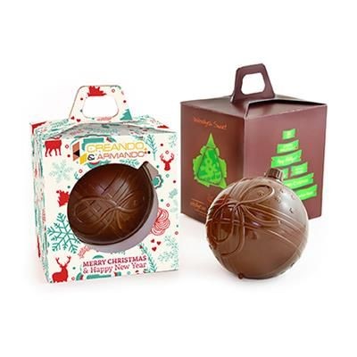 Branded Promotional CHOCOLATE BAUBLE in Box with Grip Chocolate From Concept Incentives.