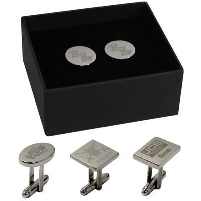 Branded Promotional PLAZA SQUARE NICKEL PLATED METAL CUFF LINKS Cuff Links From Concept Incentives.