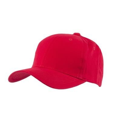 Branded Promotional 100% BRUSHED COTTON 6 PANEL CHILDRENS BASEBALL CAP in Red Baseball Cap From Concept Incentives.