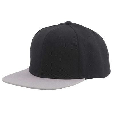 Branded Promotional 100% ACRYLIC SNAPBACK BASEBALL CAP in Black & Grey Baseball Cap From Concept Incentives.