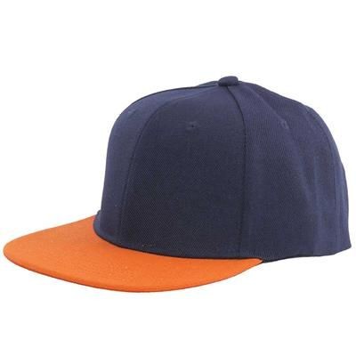 Branded Promotional 100% ACRYLIC SNAPBACK BASEBALL CAP in Navy Blue & Orange Baseball Cap From Concept Incentives.