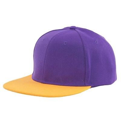 Branded Promotional 100% ACRYLIC SNAPBACK BASEBALL CAP in Purple & Yellow Baseball Cap From Concept Incentives.