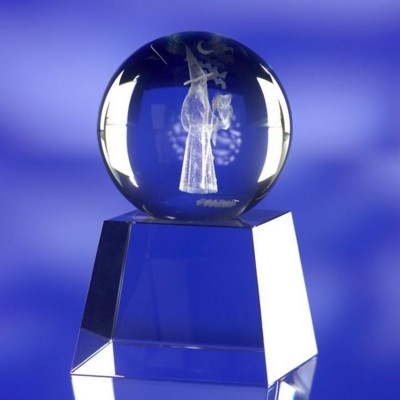 Branded Promotional SPHERE ON BASE GLASS AWARD TROPHY Award From Concept Incentives.