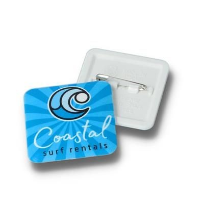 Branded Promotional RECYCLED 37MM SQUARE BUTTON BADGE Badge From Concept Incentives.
