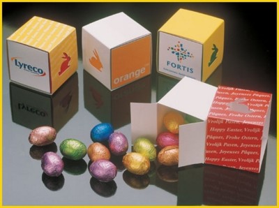 Branded Promotional EASTER CUBE Chocolate From Concept Incentives.