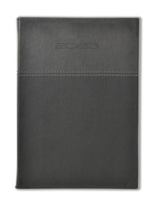 Branded Promotional HORIZON BICOLOUR A5 DAY PER PAGE DESK DIARY in Grey and Red from Concept Incentives