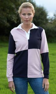 Branded Promotional FRONT ROW LADIES QUARTERED STRETCH RUGBY SHIRT Rugby Shirt From Concept Incentives.