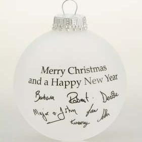 Branded Promotional FROSTED GLASS PROMOTIONAL SIGNATURE BAUBLE Bauble From Concept Incentives.