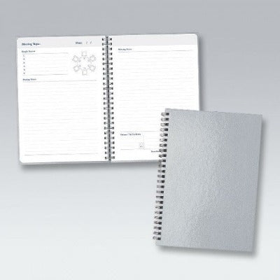 Branded Promotional SPIRAL WIRO BOUND MEETING BOOK in Silver Note Pad From Concept Incentives.