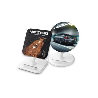 Branded Promotional ROUND KICKSTAND CORDLESS CHARGER Charger From Concept Incentives.