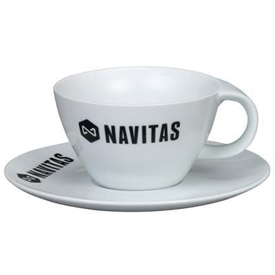 Branded Promotional LYNMOUTH CAPPUCCINO MUG & SAUCER in White Coffee Cup & Saucer Set From Concept Incentives.