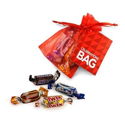 Branded Promotional CELEBRATIONS ORGANZA BAG Chocolate From Concept Incentives.