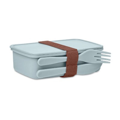 Branded Promotional LUNCH BOX with Cutlery in Blue Cutlery Set from Concept Incentives