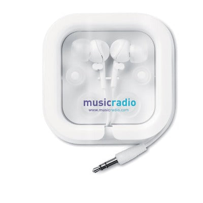 Branded Promotional SILICON COVERED EARPHONES in White Earphones From Concept Incentives.