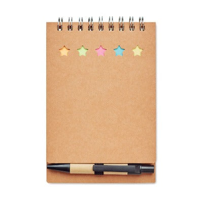 Branded Promotional STICKY NOTES NOTE BOOK with Pen in Beige Note Pad From Concept Incentives.