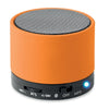 Branded Promotional ROUND BLUETOOTH SPEAKER with Rubber Finish in Orange Speakers From Concept Incentives.