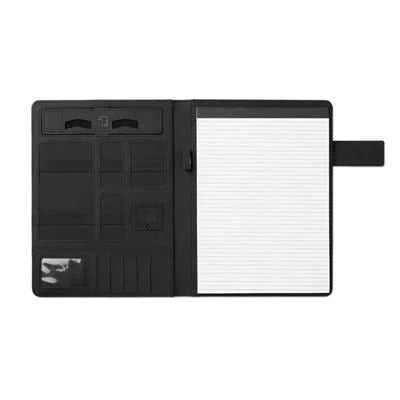 Branded Promotional A4 PORTFOLIO in Linen PU with Magnetic Closure Including Power Bank with 4000 Mah Capacity Conference Folder From Concept Incentives