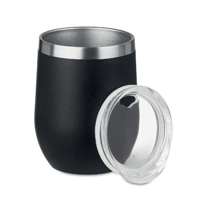 Branded Promotional 350ML POWDER COATED DOUBLE WALL STAINLESS STEEL METAL 304 18-8 MUG Travel Mug From Concept Incentives.