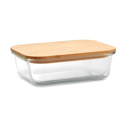 Branded Promotional GLASS LUNCH BOX with Bamboo Lid from Concept Incentives