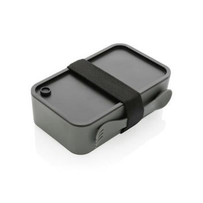 Branded Promotional GRS LUNCH BOX WITH SPORK in Grey Lunch Box from Concept Incentives