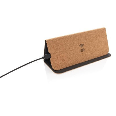 Branded Promotional 5W CORDLESS CHARGER CORK MOUSEMAT AND STAND in Brown Charger From Concept Incentives.