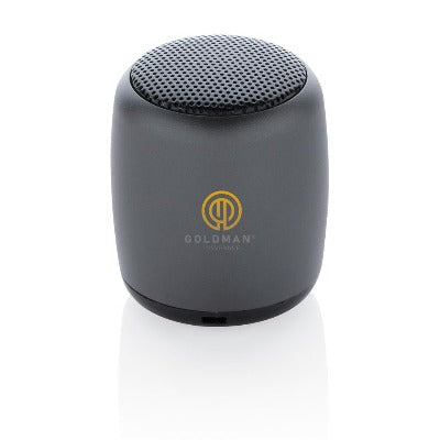 Branded Promotional MINI ALUMINUM CORDLESS SPEAKER in Grey Speakers From Concept Incentives.