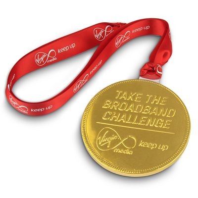 Branded Promotional BESPOKE MOULDED 75MM CHOCOLATE MEDAL Chocolate From Concept Incentives.