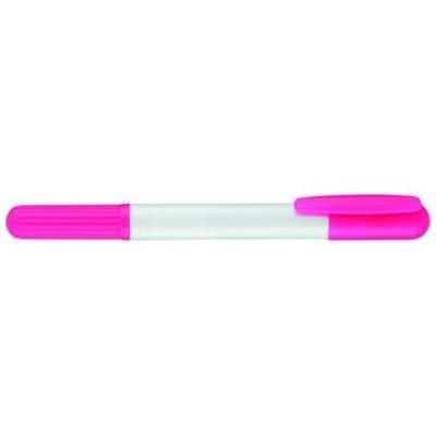 Branded Promotional PRIMA GEL HIGHLIGHTER in White with Pink Trim & Highlighter Highlighter Pen From Concept Incentives.