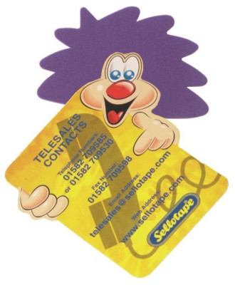 Branded Promotional POSTIE CREDIT CARD CHARACTER with Full Colour Print Adman From Concept Incentives.