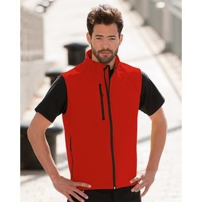 Branded Promotional RUSSELL MENS SOFT SHELL GILET BODYWARMER Bodywarmer From Concept Incentives.