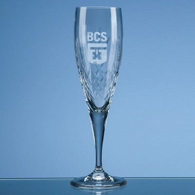 Branded Promotional MAYFAIR LEAD CRYSTAL PANEL CHAMPAGNE FLUTE Champagne Flute From Concept Incentives.