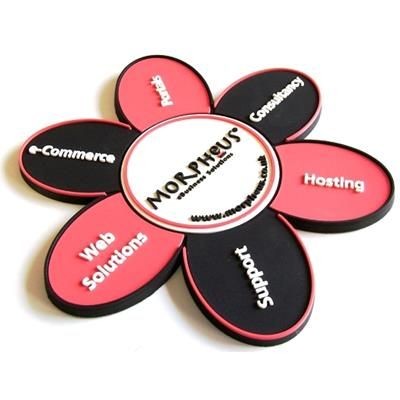 Branded Promotional SOFT PVC COASTER in Stepped 2d Soft PVC Coaster From Concept Incentives.