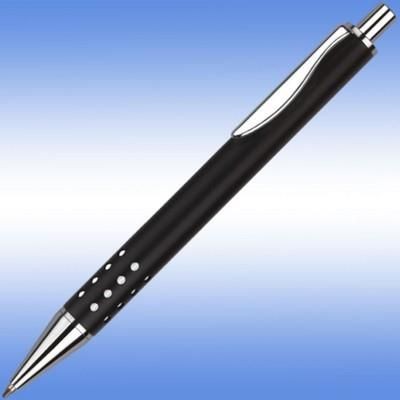 Branded Promotional TECHNO METAL BALL PEN in Black with Silver Trim Pen From Concept Incentives.