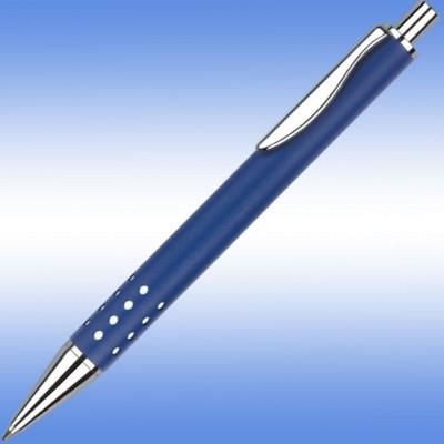 Branded Promotional TECHNO METAL BALL PEN in Blue with Silver Trim Pen From Concept Incentives.