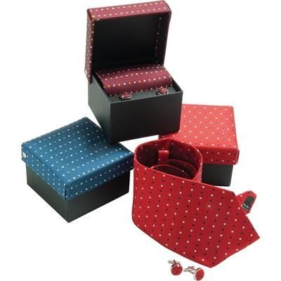 Branded Promotional TIE & CUFFLINK BOX SET WOVEN SILK Cuff Links From Concept Incentives.