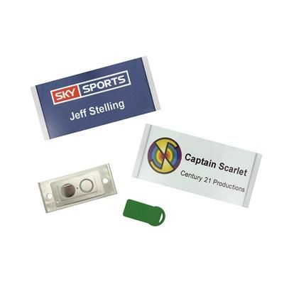 Branded Promotional UK PLASTIC NAME BADGE Badge From Concept Incentives.