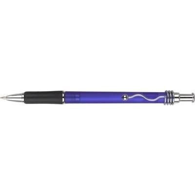 Branded Promotional VIPER FROST BALL PEN in Frosted Blue with Black Grip & Silver Trim Pen From Concept Incentives.