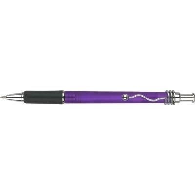 Branded Promotional VIPER FROST BALL PEN in Frosted Purple with Black Grip & Silver Trim Pen From Concept Incentives.