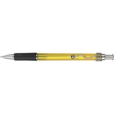 Branded Promotional VIPER FROST BALL PEN in Frosted Yellow with Silver Trim Pen From Concept Incentives.